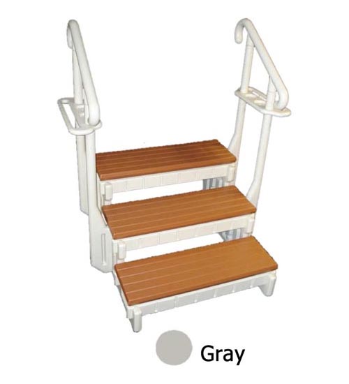 Steps, Confer, Gray w/Hand Rails, 36"Width, 3 Stairs