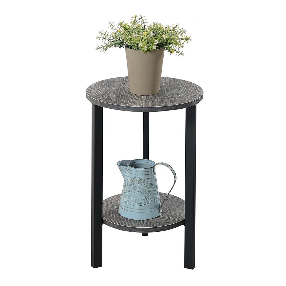 Graystone 24 inch 2 Tier Plant Stand, Weathered Gray/Black