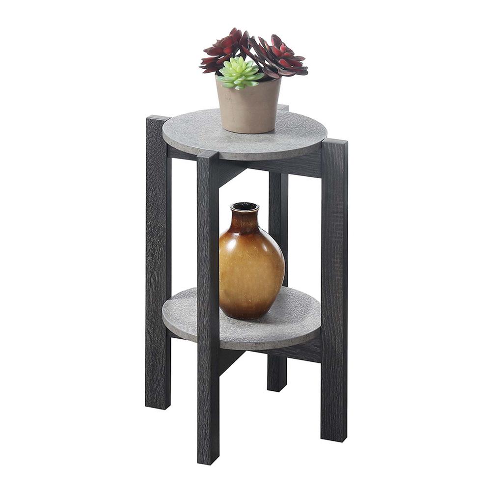 Newport Medium 2 Tier Plant Stand Faux Cement/Weathered Gray