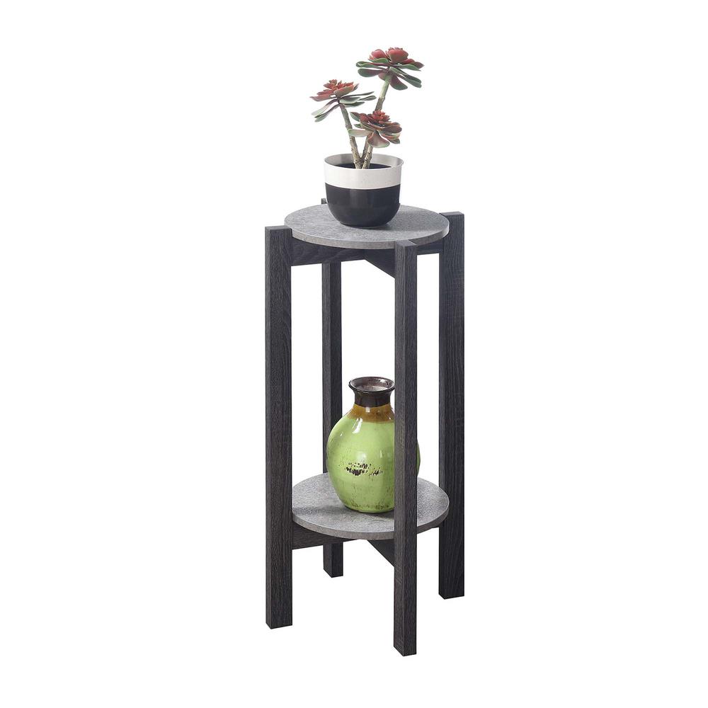 Newport Deluxe 2 Tier Plant Stand Faux Cement/Weathered Gray