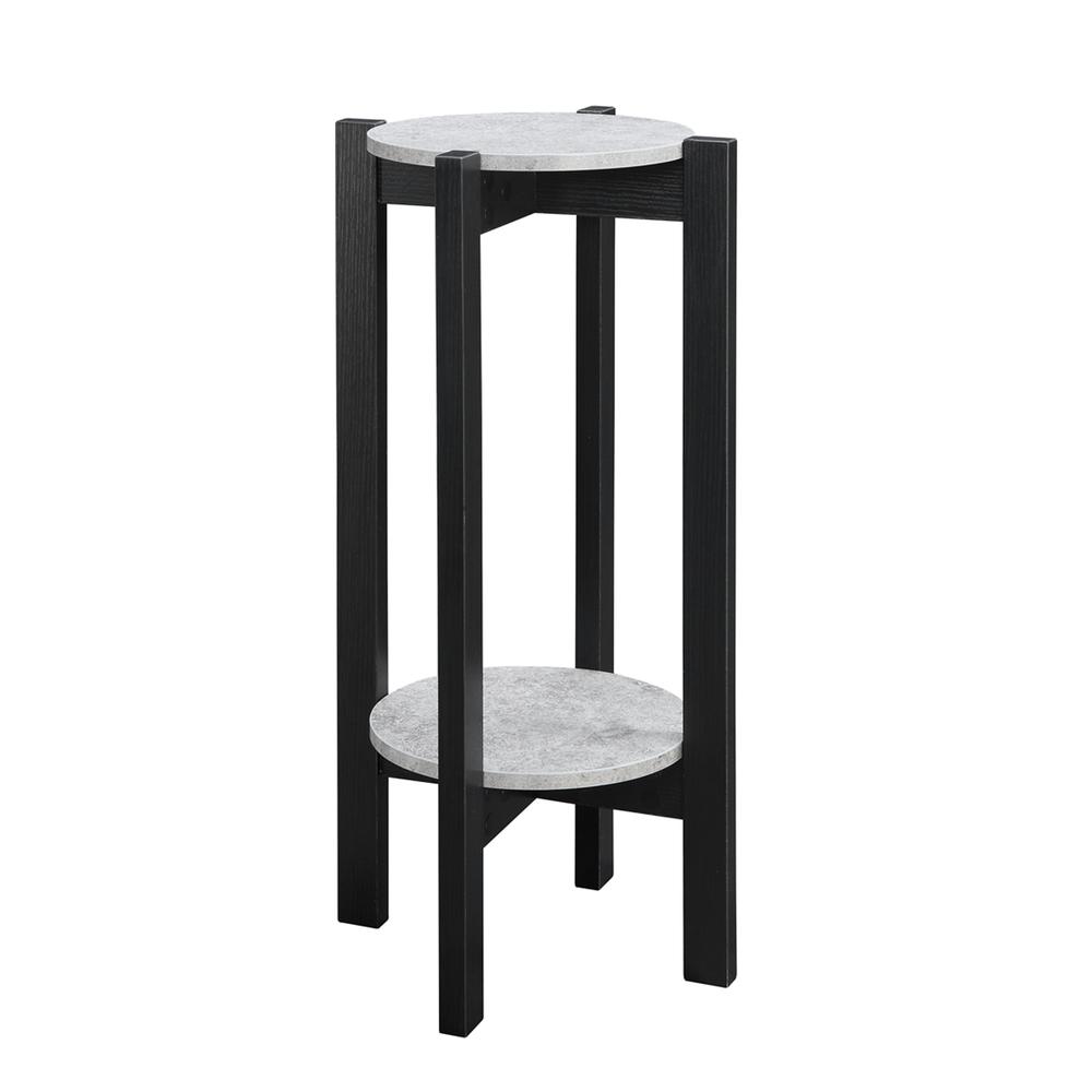 Newport Deluxe 2 Tier Plant Stand Faux Cement/Black