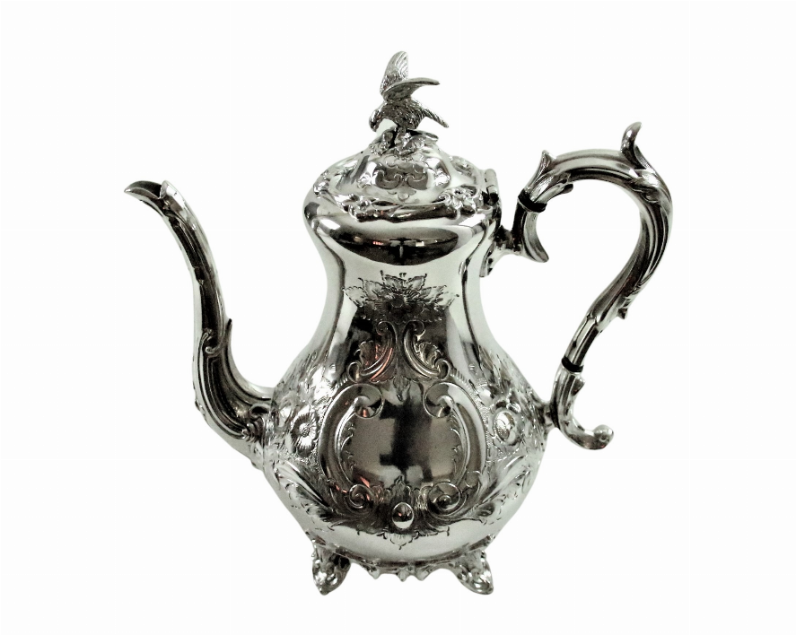 Coffee Pot Louis IV English Silver Plate c.1860