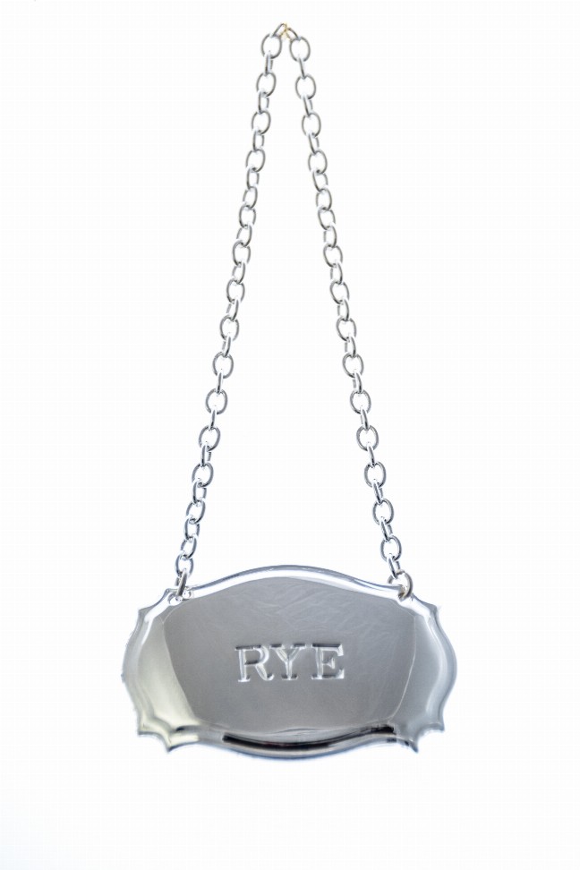 Decanter Label Chippendale Design - Silver Rye Silver Plate