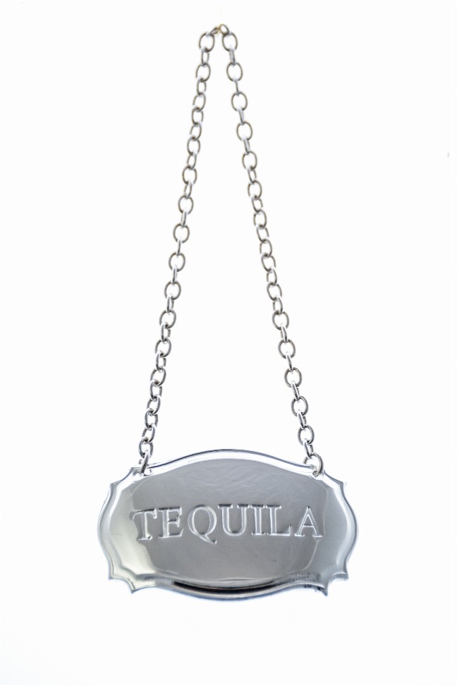 Decanter Label Chippendale Design - Silver Tequila Silver Plate