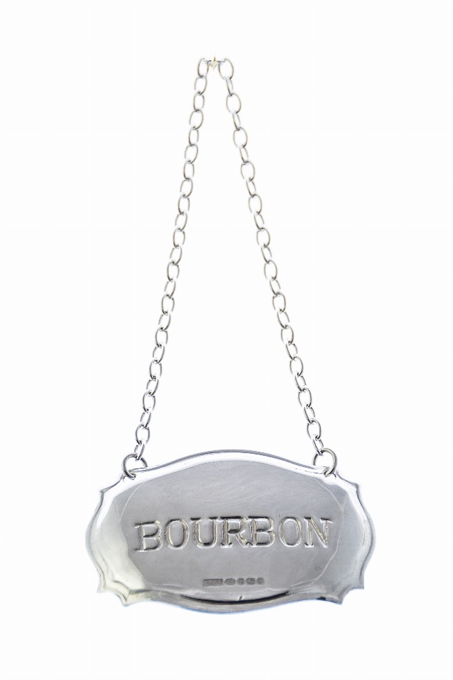 Decanter Label Chippendale Design - Silver Bourbon Sterling