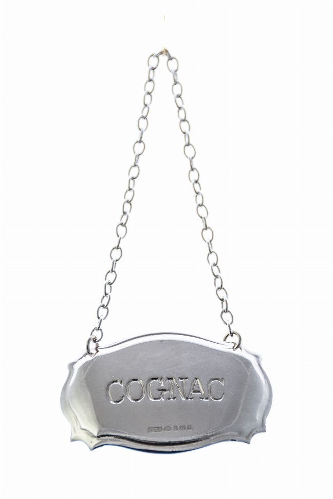 Decanter Label Chippendale Design - Silver COGNAC Sterling