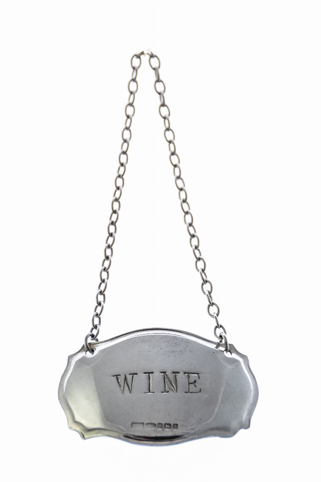 Decanter Label Chippendale Design - Silver WINE Sterling