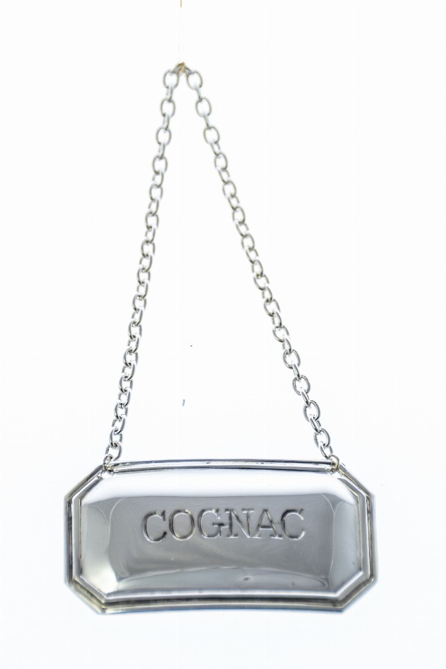 Decanter Label Cut Corner Design Silver Plate - Silver Cognac