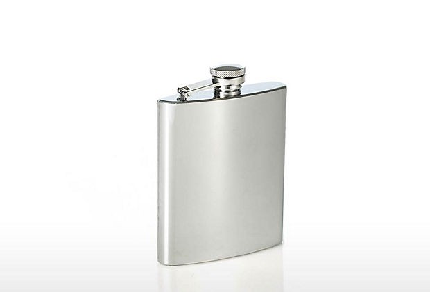 Hip Flask with Captive Top Mirror Finish 7 ounce