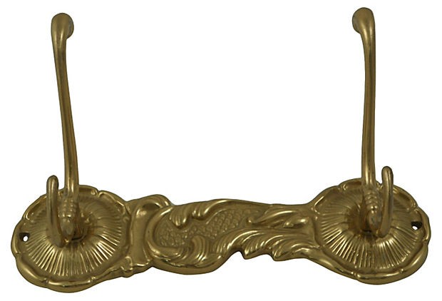 Italian Solid Brass 2 Hook Sunflower Coat Rack 9"L