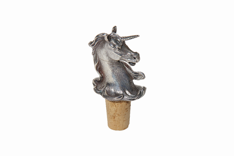 Unicorn Bottle Stopper Silver Plate