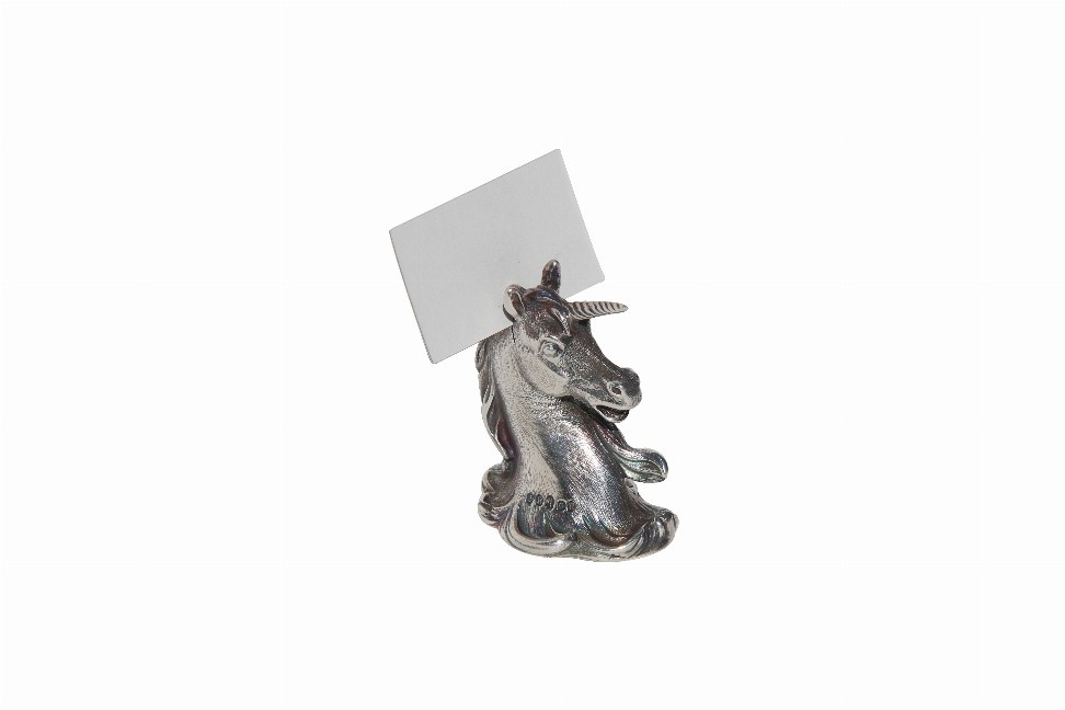 Unicorn Place Card Holder Silver Plate 2 1/4"H