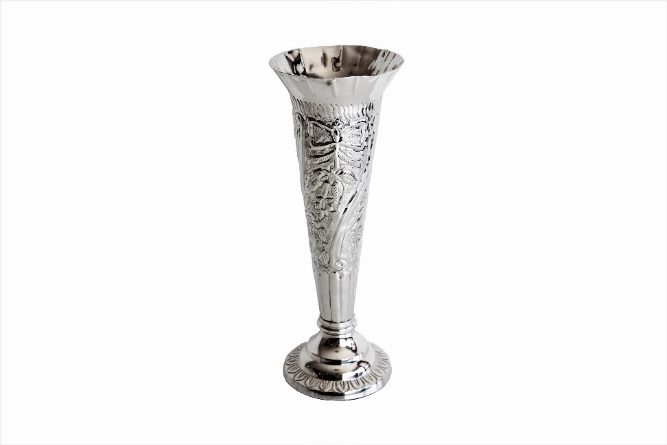 Vase Embossed 12" Silver Plate