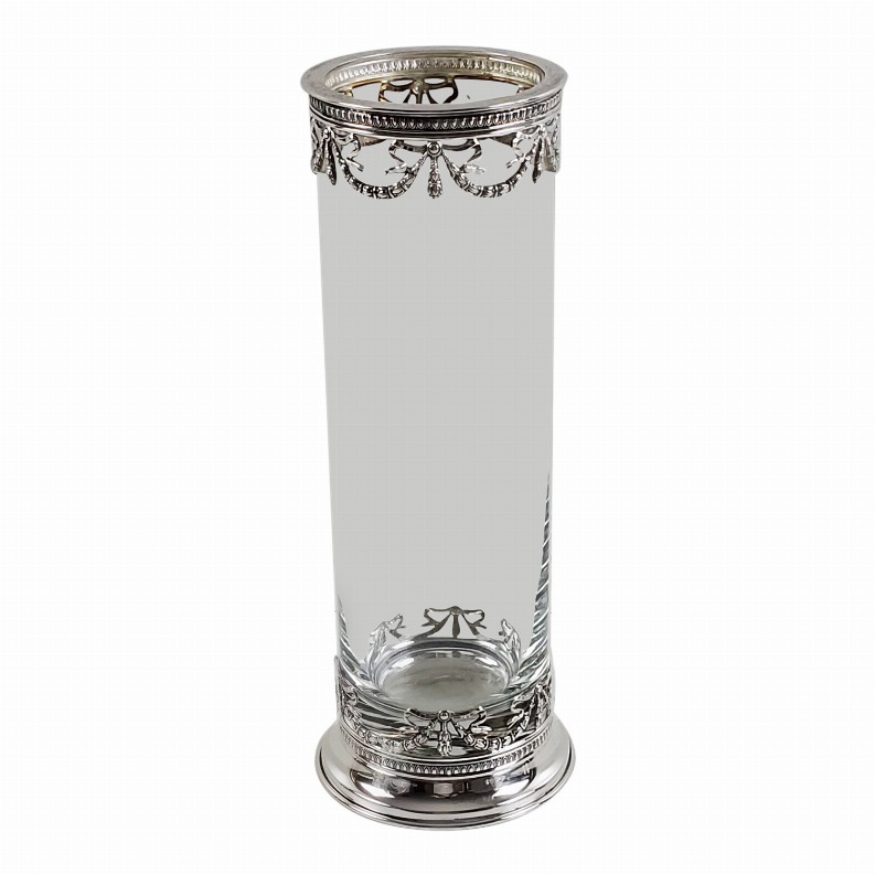 Vase with Garlands Silver Plate/Glass 12"