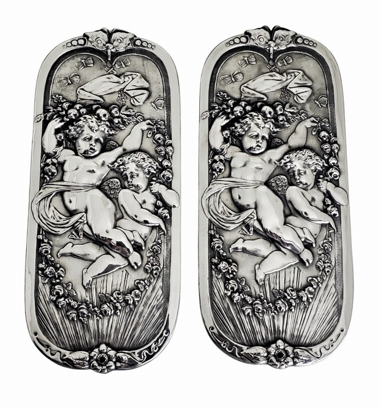 Victorian Door Push Plates, Silver Plate (Sold in Pairs)