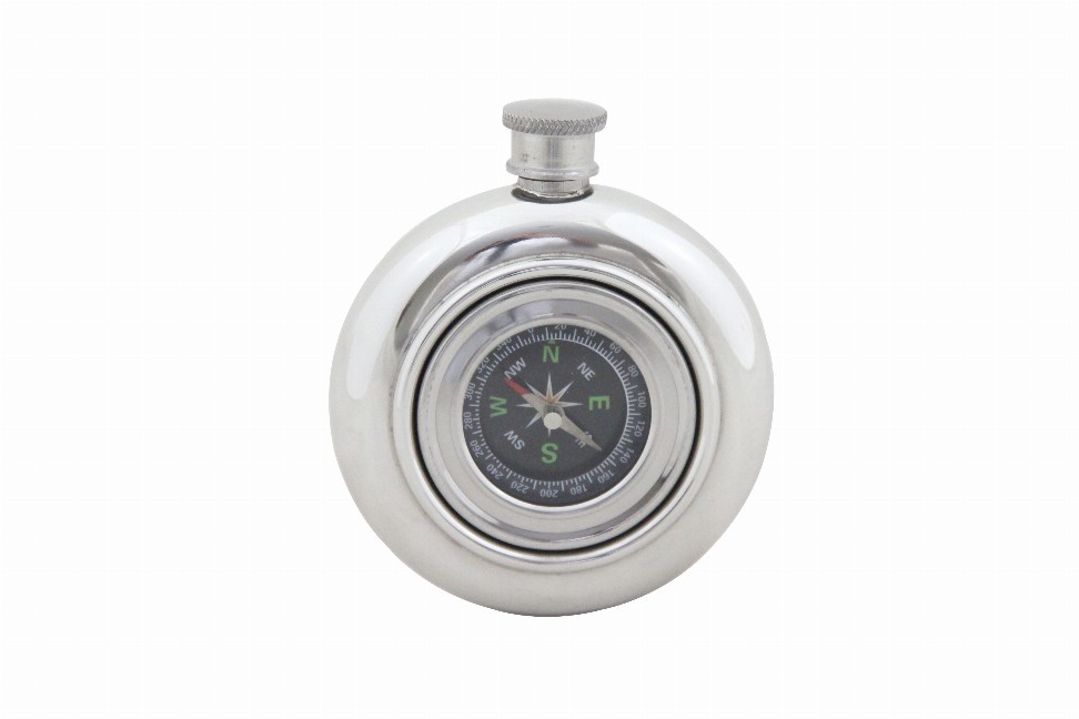 Working Compass Flask Pewter