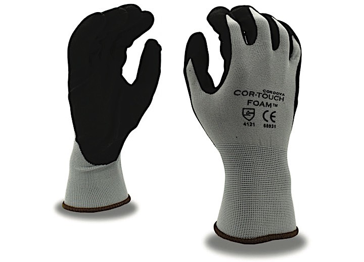Cor-Touch 13-Gauge, Gray Nylon Shell, Black Foam Nitrile Palm Coating(Sold By The Dz) -L