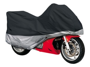 Special Two-Tone Motorcycle Cover - Size Large - Black & Silver