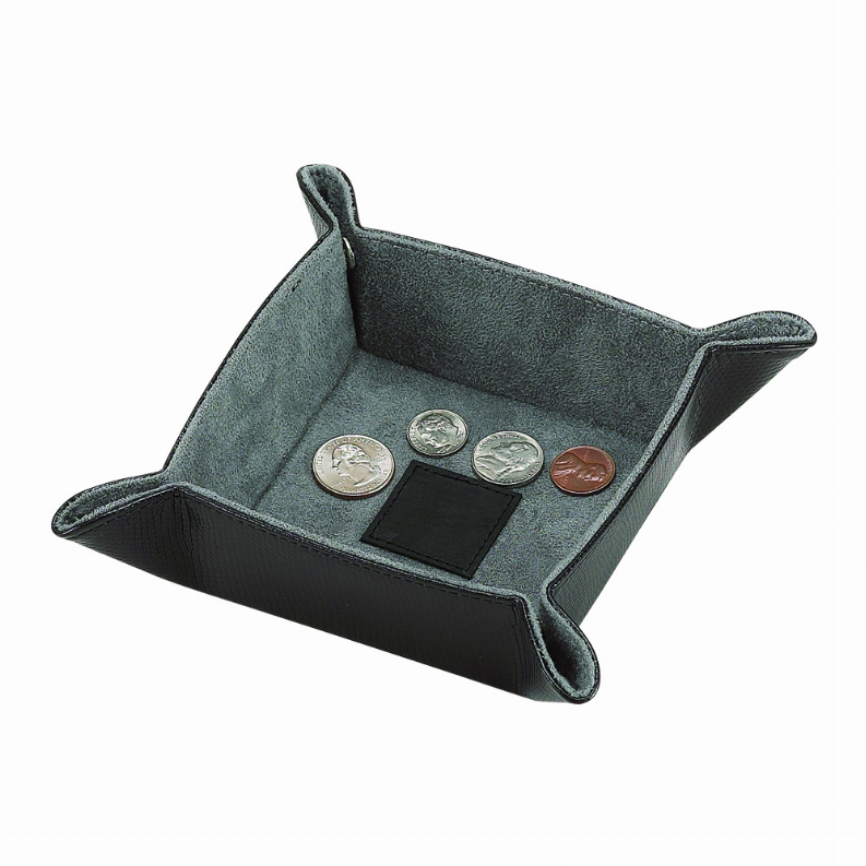 Black Snap Tray, 4.5" Square with Leather Center