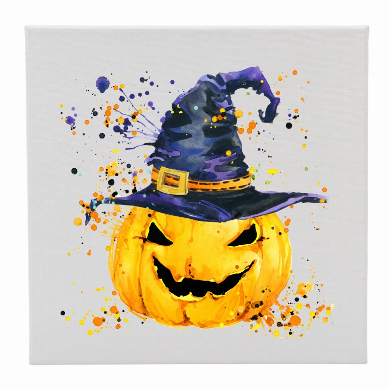 Canvas 12X12 Pumpkin With Hat