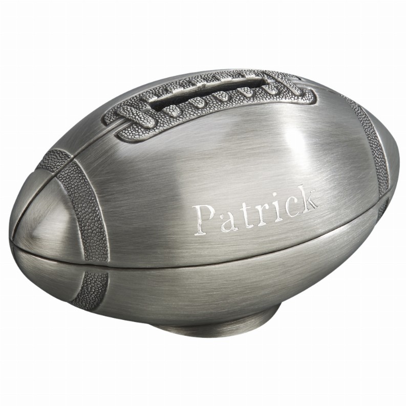 Football Bank, Pewter Finish 4.25" L X 2.25" W