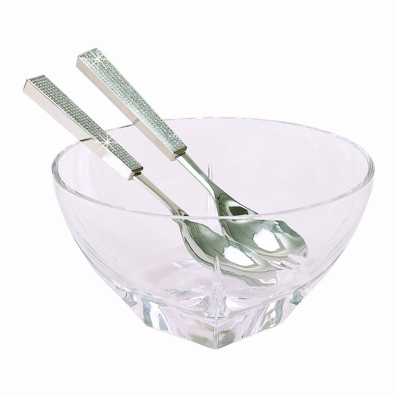 Glitter Galore 2 Pc Salad Set 10.25" Nickel Plated