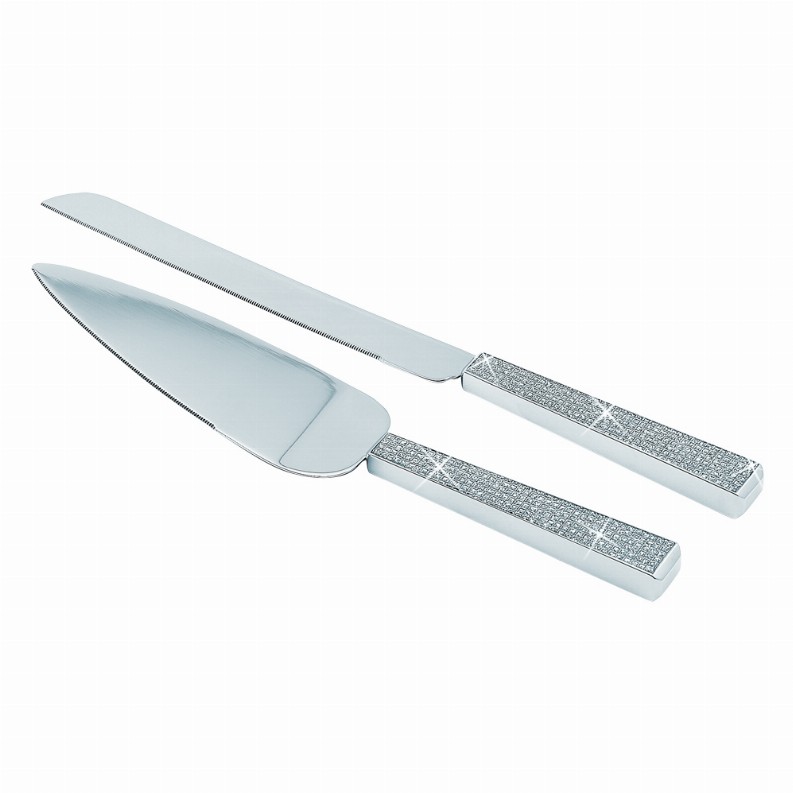 Glitter Galore Cake Knife/Server Set, Nickel Plated