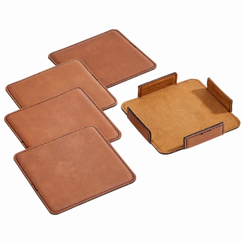 Leatherette Coasters, 3.75" , Set of 4