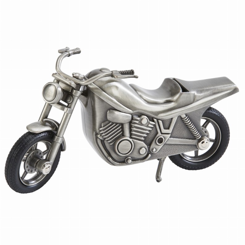 Motorcycle Bank, Pewter Finish 4" H X 6.75" L