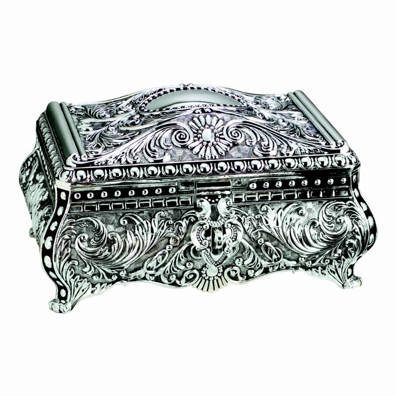 Ornate Rectangular Box, Silver Plated 7" X 9" X 13"