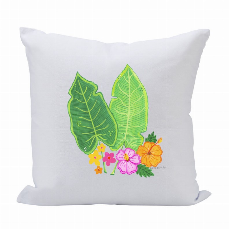 Pillow 16X16 2 Leaves/Multi Flowers