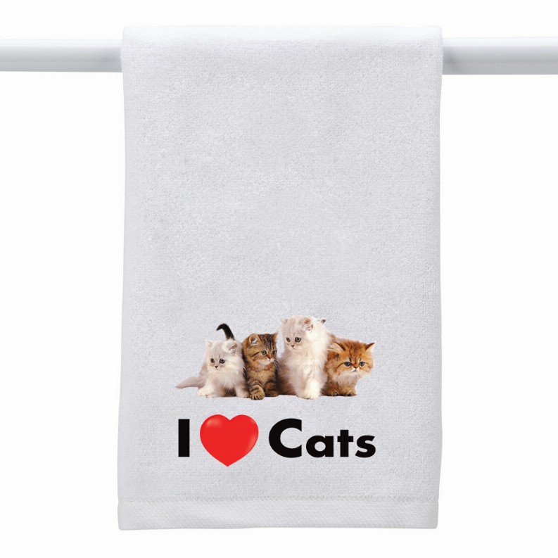 White Towel I Love (Heart) Cats