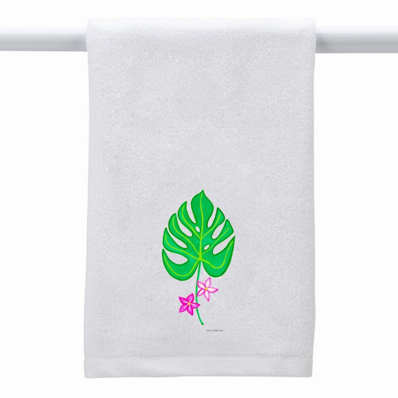 White Towel Leaf/2 Flowers