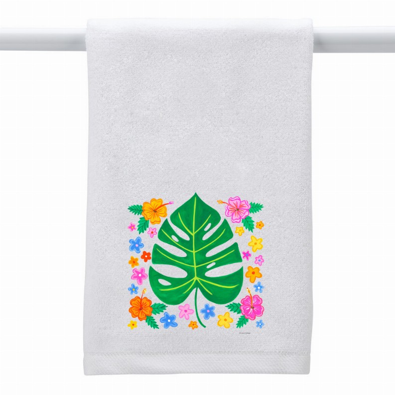 White Towel Leaf/Multi Flowers