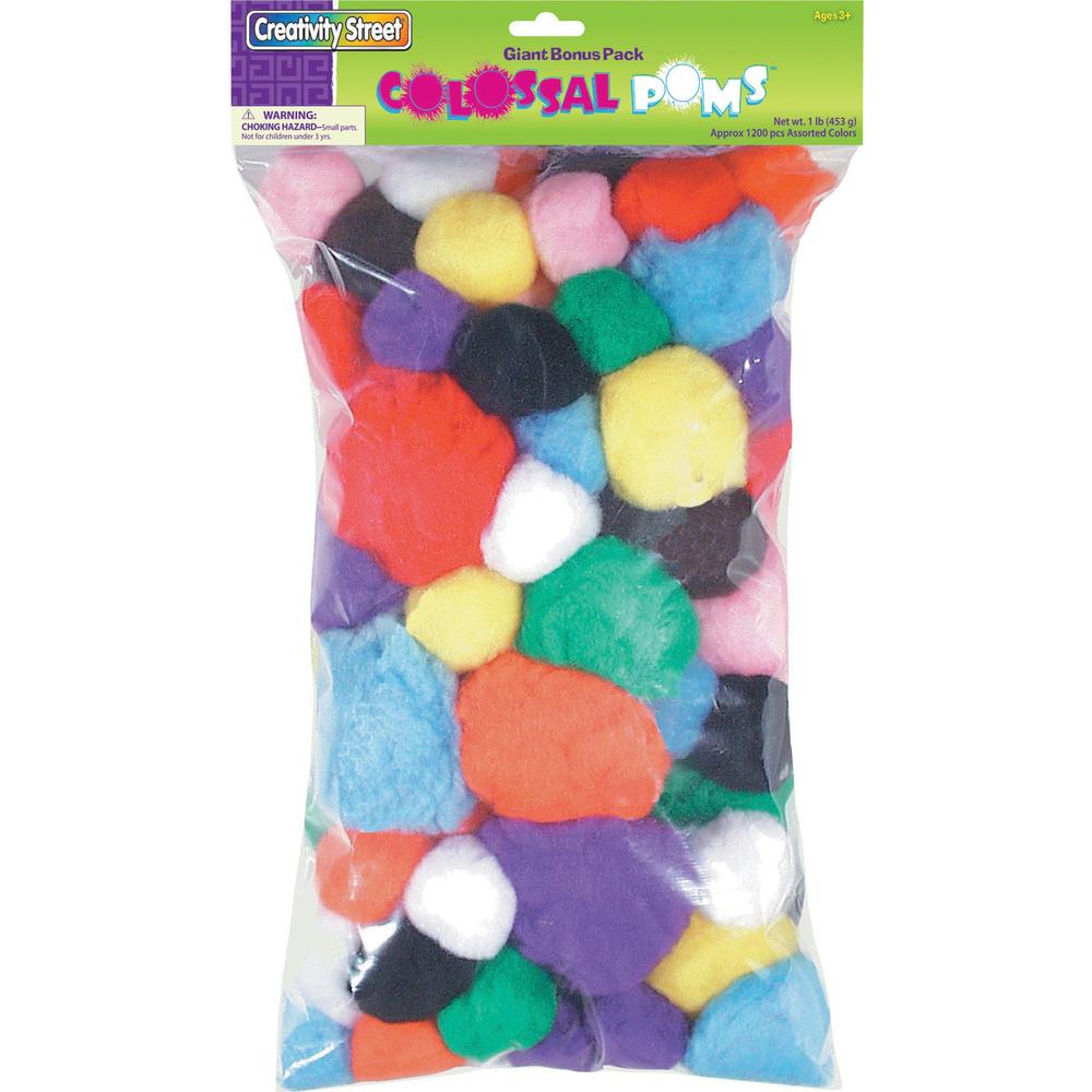 Creativity Street Colossal Poms - Art, Craft, Classroom Activities - 1 / Pack - Assorted - Acrylic