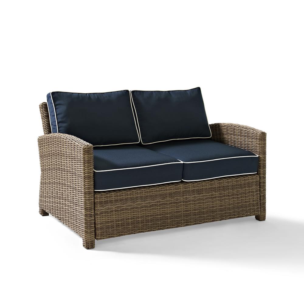 Bradenton Outdoor Wicker Loveseat Navy/Weathered Brown