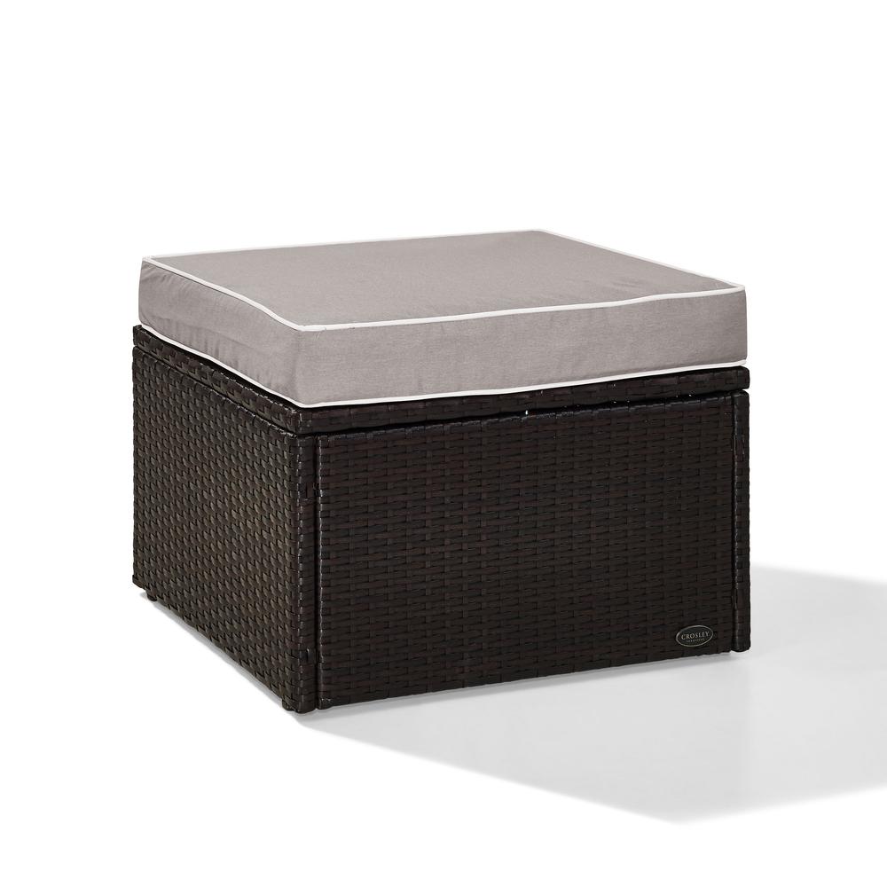 Palm Harbor Outdoor Wicker Ottoman Gray/Brown