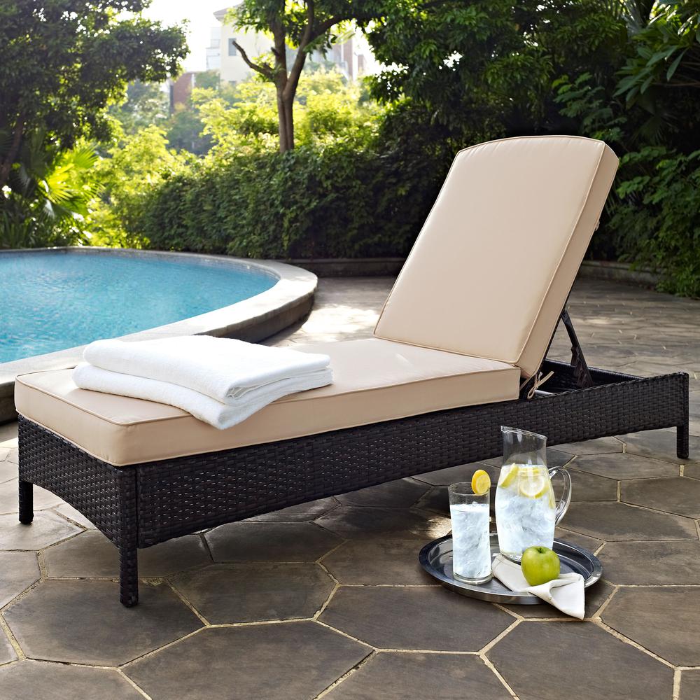 Palm Harbor Outdoor Wicker Chaise Lounge Sand/Brown