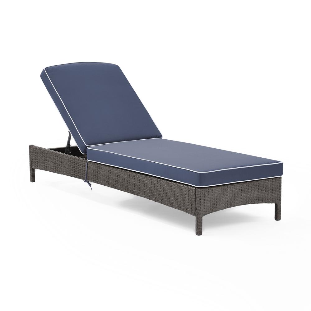 Palm Harbor Outdoor Wicker Chaise Lounge Navy/Weathered Gray