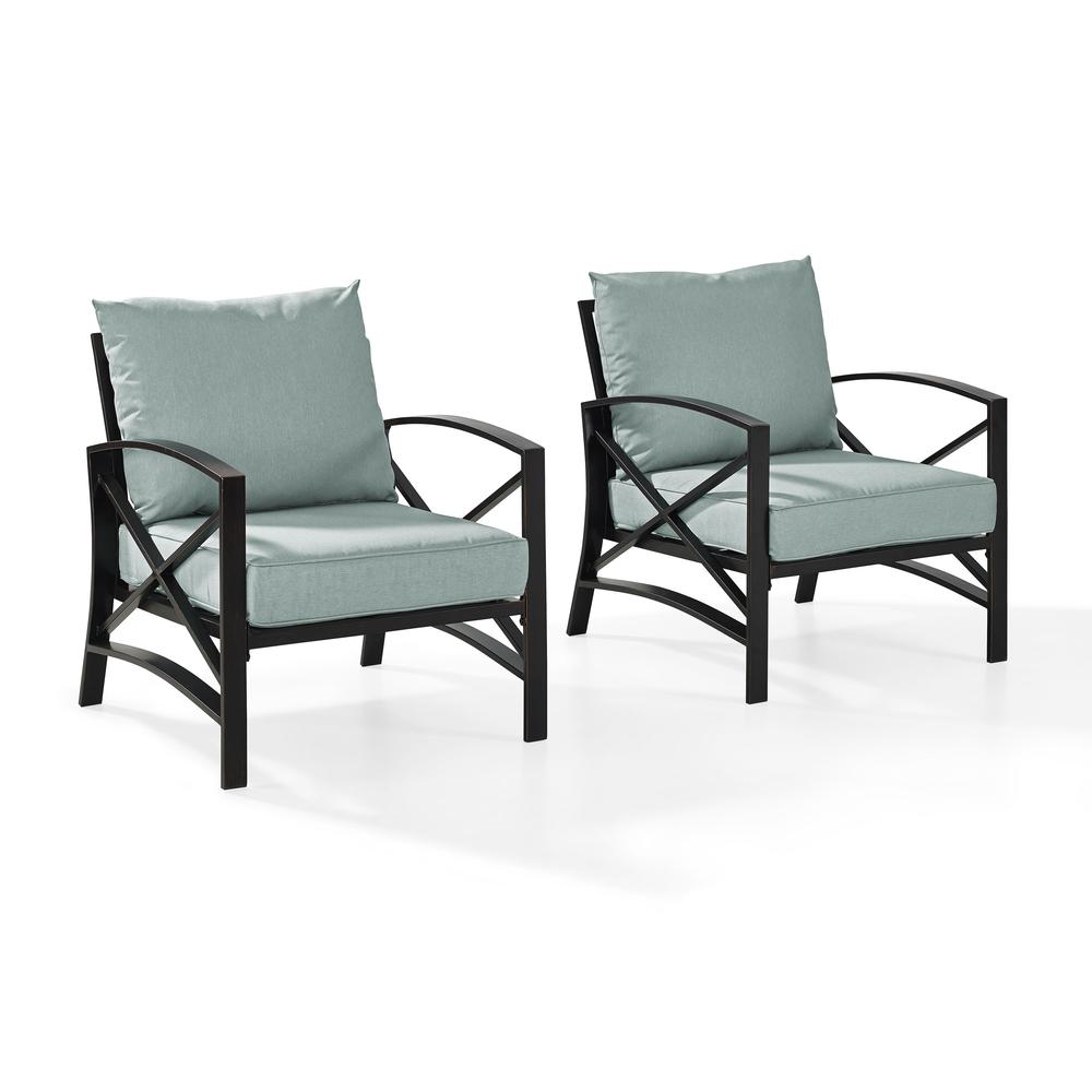 Kaplan 2Pc Outdoor Metal Armchair Set Mist/Oil Rubbed Bronze - 2 Chairs