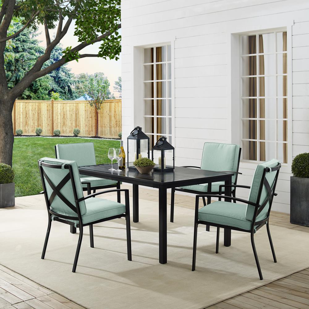 Kaplan 5Pc Outdoor Metal Dining Set Mist/Oil Rubbed Bronze - Table & 4 Chairs