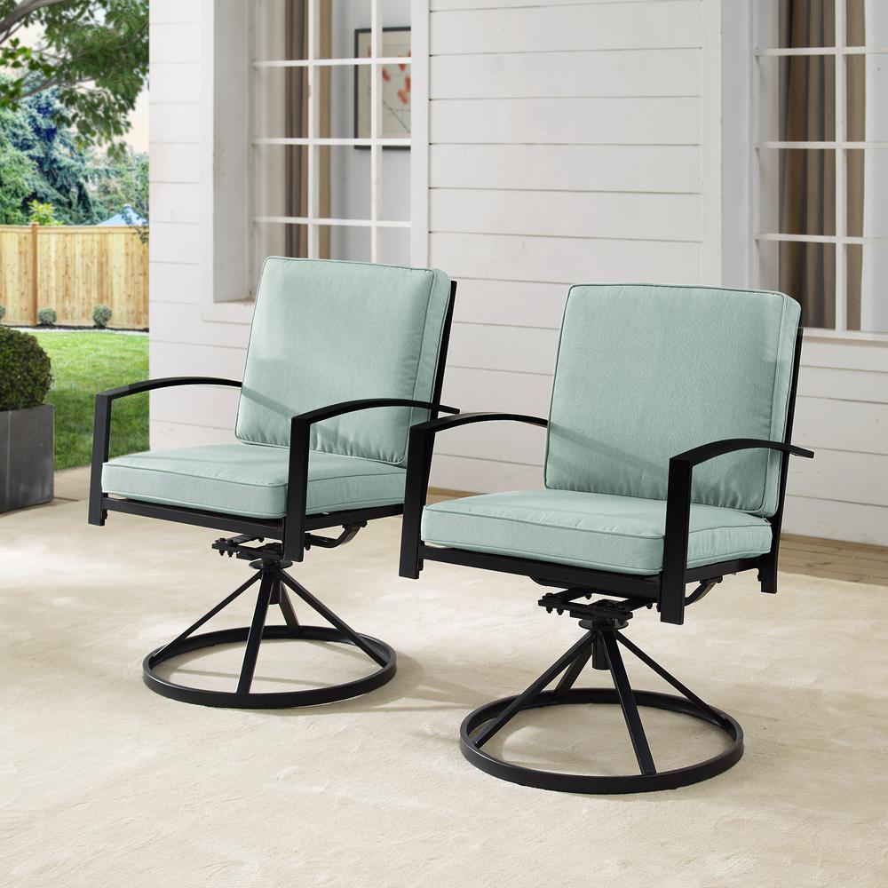 Kaplan 2Pc Outdoor Metal Dining Swivel Chair Set Mist/Oil Rubbed Bronze - 2 Swivel Chairs