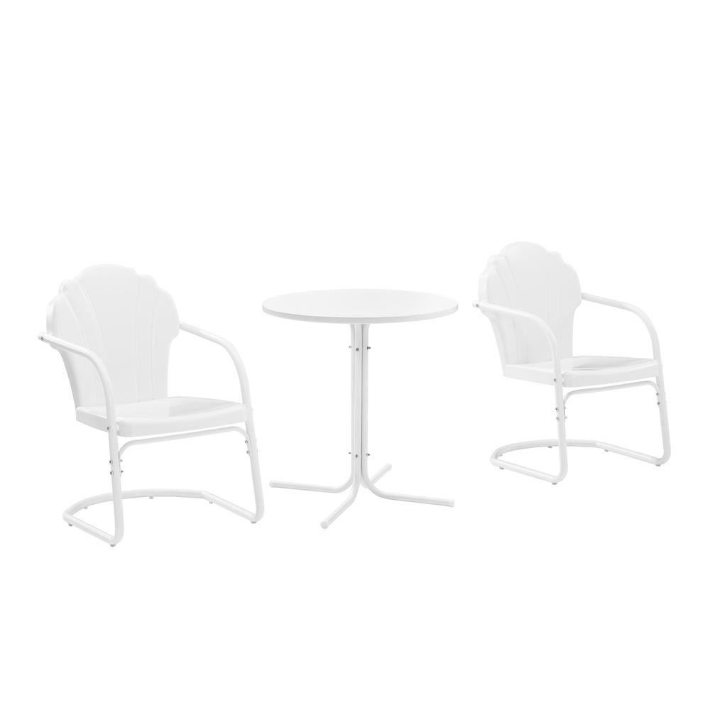 Tulip 3Pc Outdoor Metal Bistro Set White Satin - Bistro Table & 2 Chairs