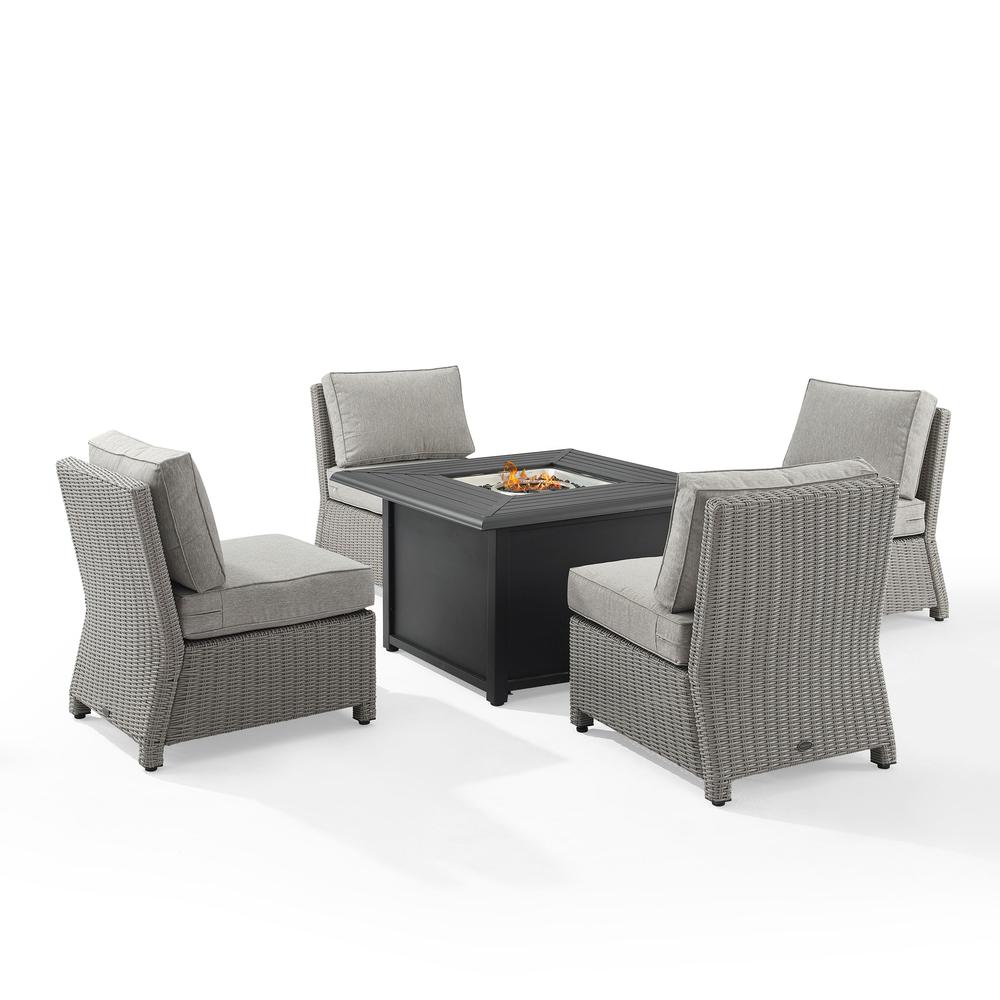 Bradenton 5Pc Outdoor Wicker Conversation Set W/Fire Table Gray/Gray - Dante Fire Table & 4 Armless Chairs