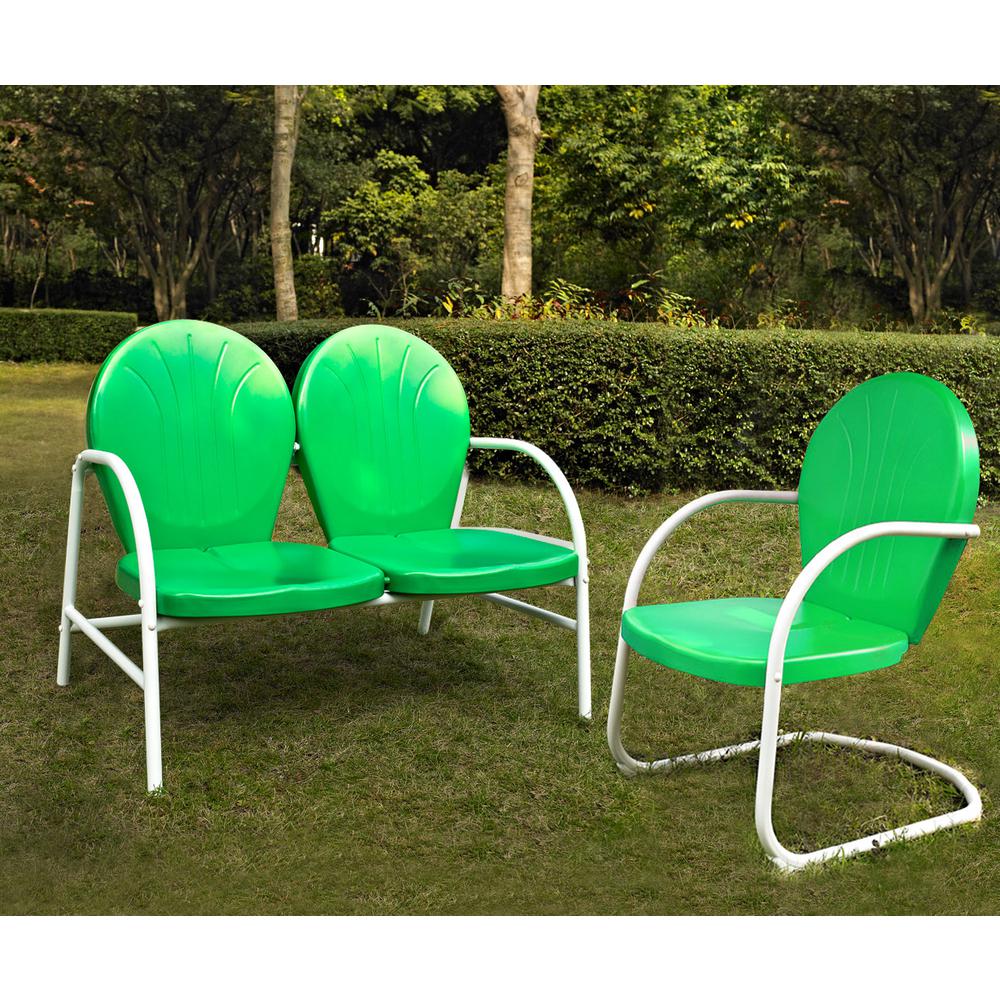 Griffith 2Pc Outdoor Metal Conversation Set Kelly Green Gloss - Loveseat & Chair
