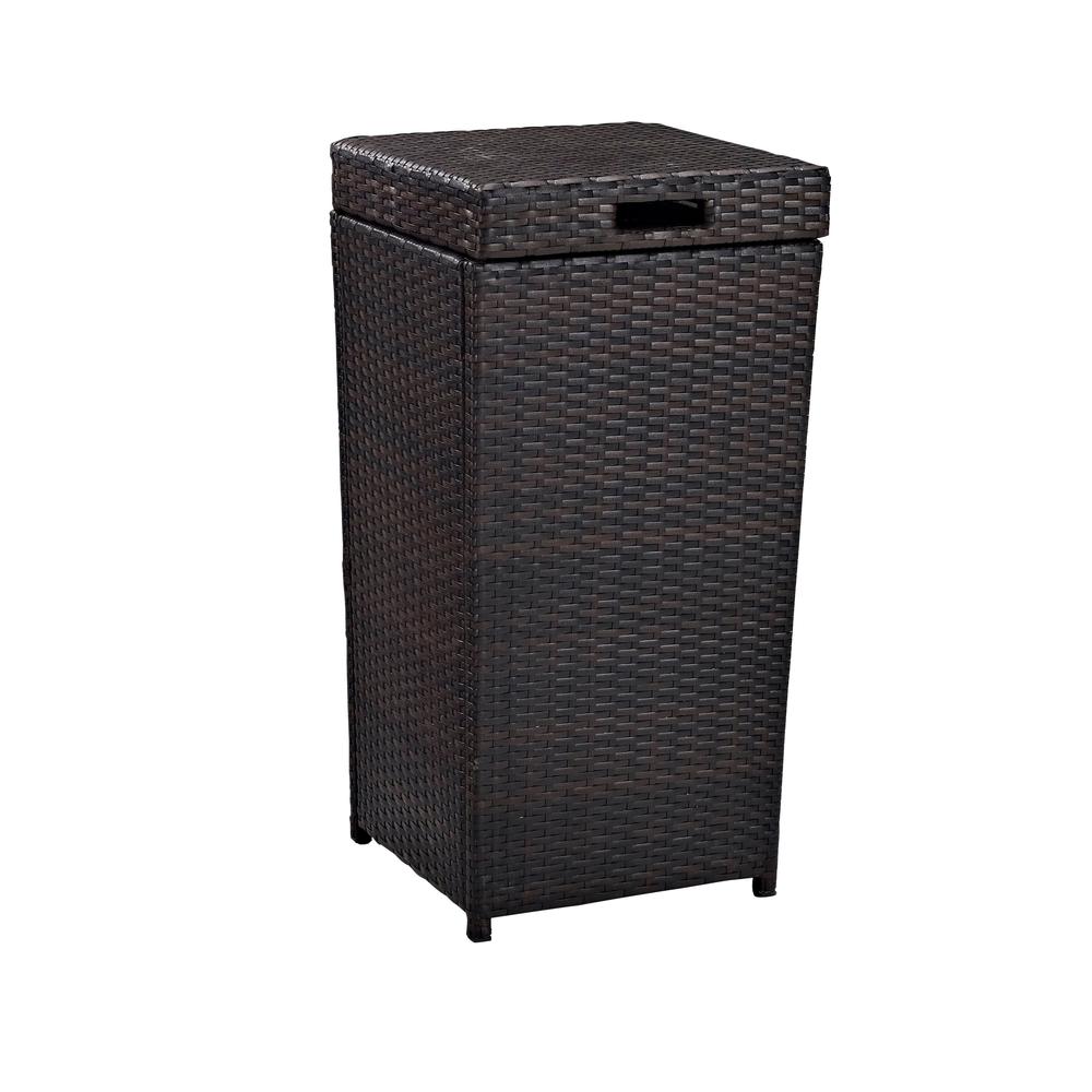 Palm Harbor Outdoor Wicker Trash Bin Brown