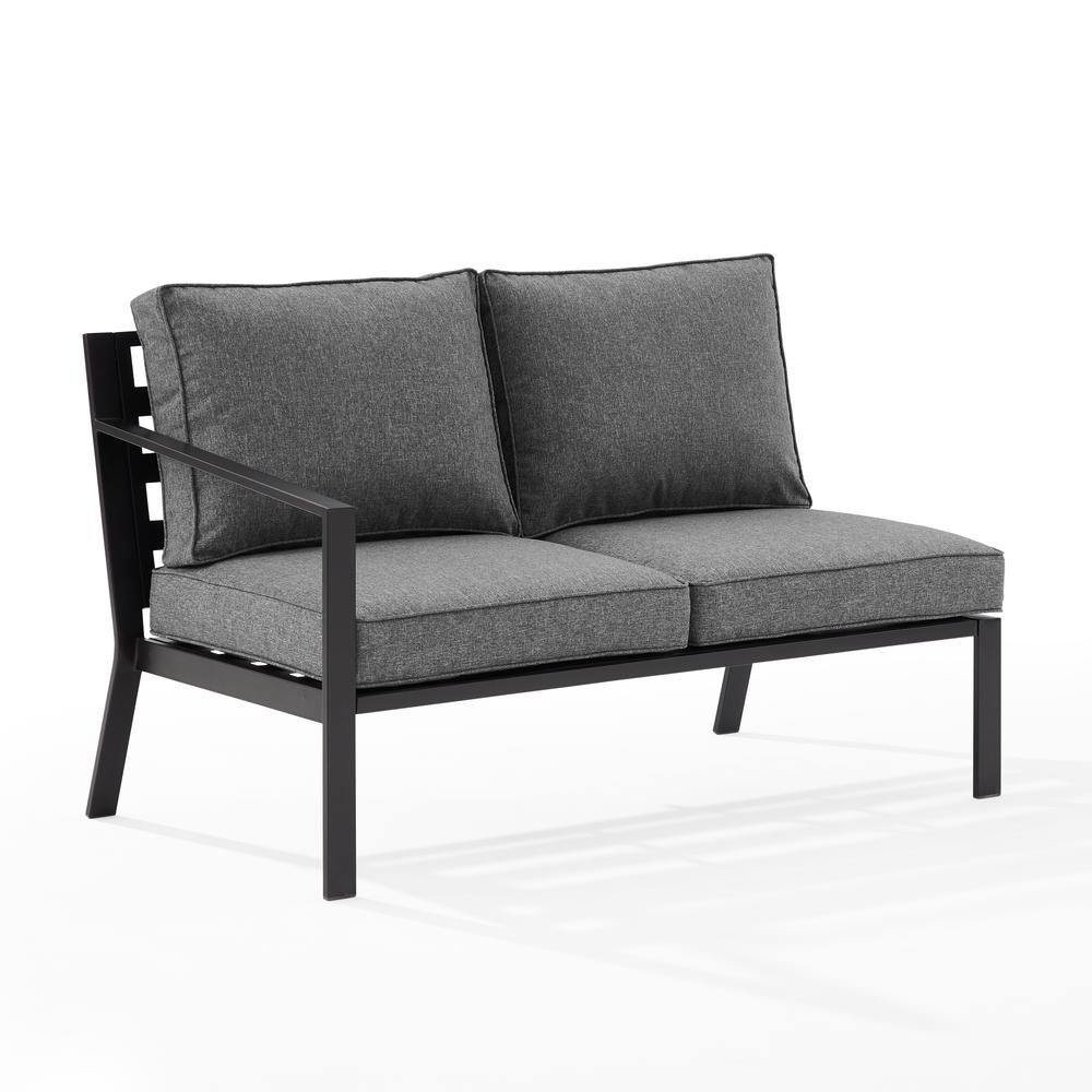 Clark Outdoor Metal Sectional Left Side Loveseat Charcoal/Matte Black