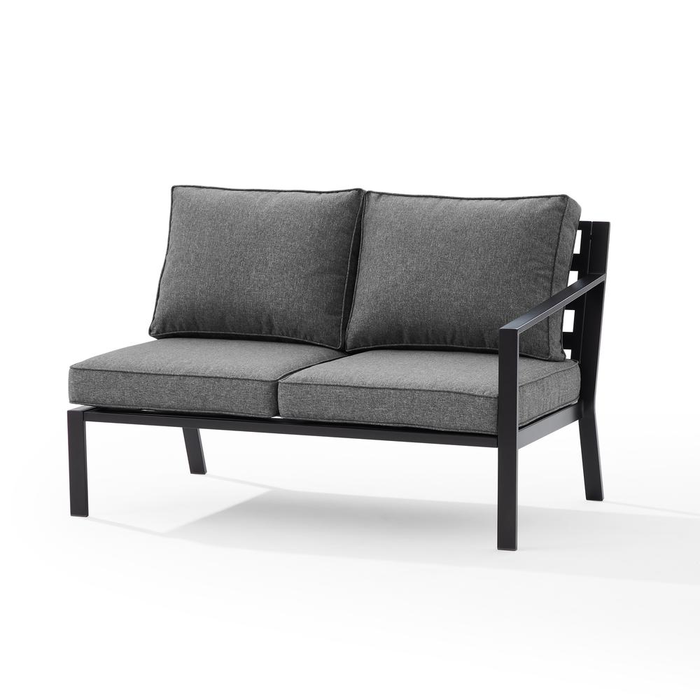 Clark Outdoor Metal Sectional Right Side Loveseat Charcoal/Matte Black