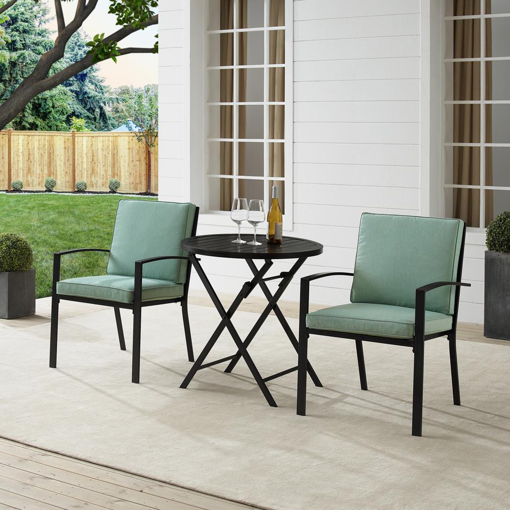 Kaplan 3Pc Outdoor Metal Bistro Set Mist/Oil Rubbed Bronze - Bistro Table & 2 Chairs