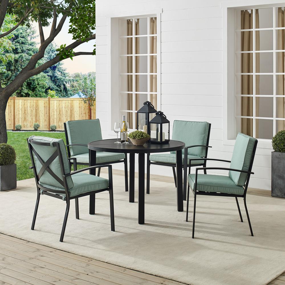 Kaplan 5Pc Outdoor Metal Round Dining Set Mist/Oil Rubbed Bronze - Table & 4 Chairs